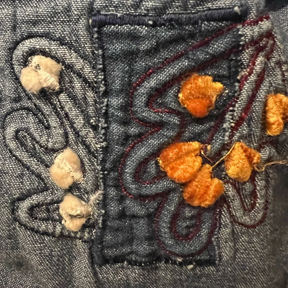 Vintage Embroidered Quilted Denim Shacket XL Coastal Cowgirl Coastal Grandma - Picture 12 of 16